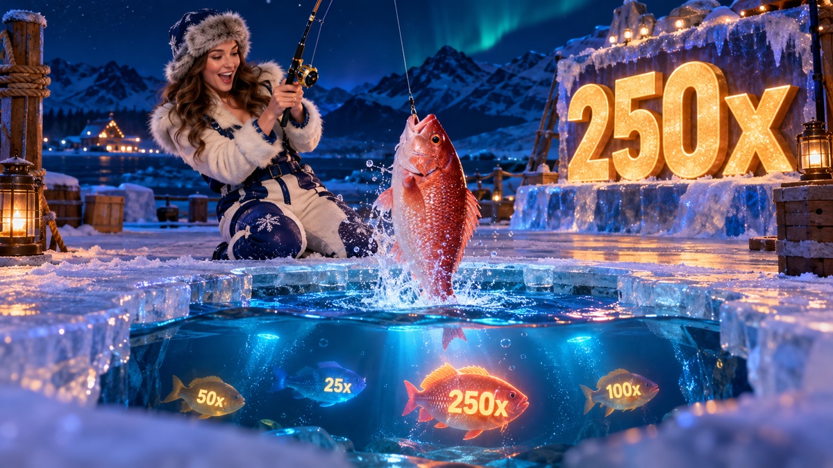 Ice Fishing bonus round fish multiplier reveal